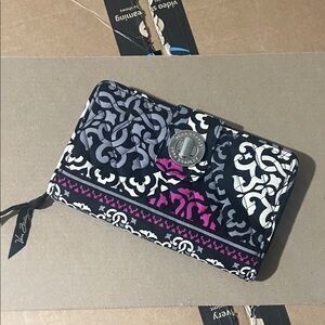 Vera Bradley Black and Pink Patterned Wallet